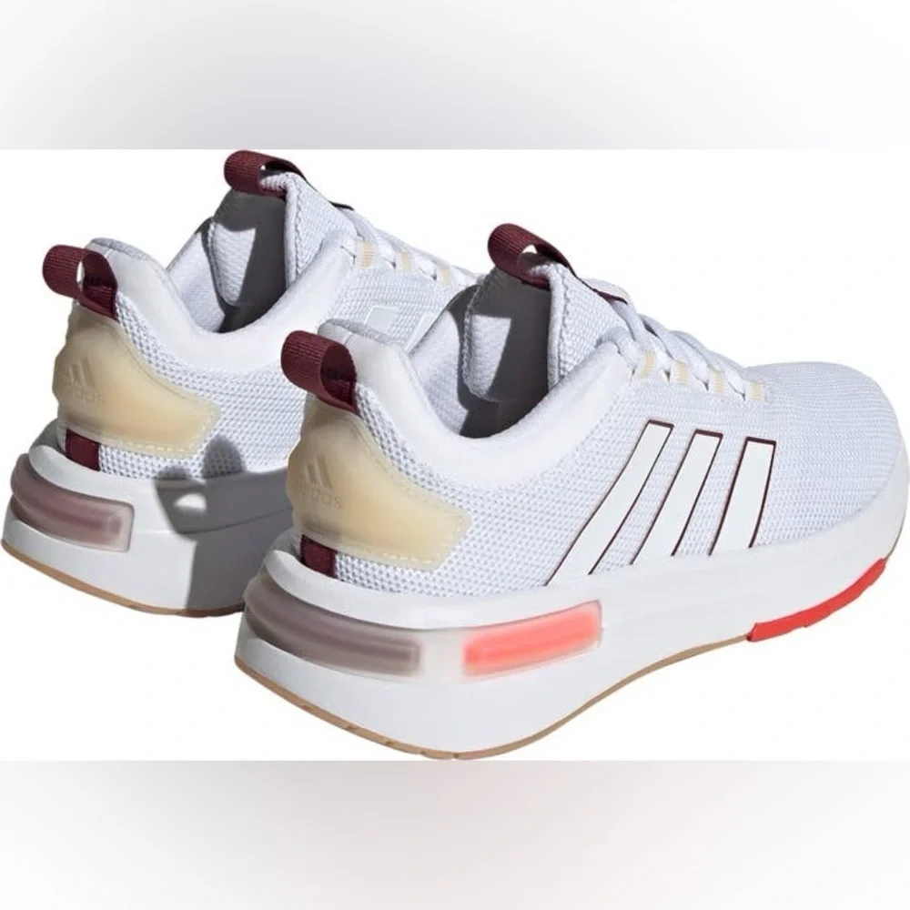 adidas Racer TR23 Running Sneaker - White Burgundy, Size 6 EUC